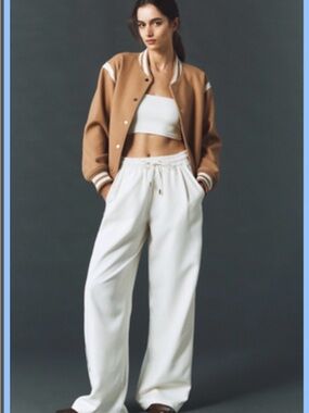 bishop + young Cream Wide-Leg Drawstring Pants